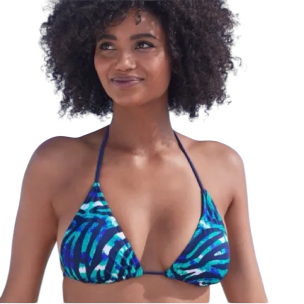Venus Vibrant Blue Zebra Print Bikini 34c Nwot